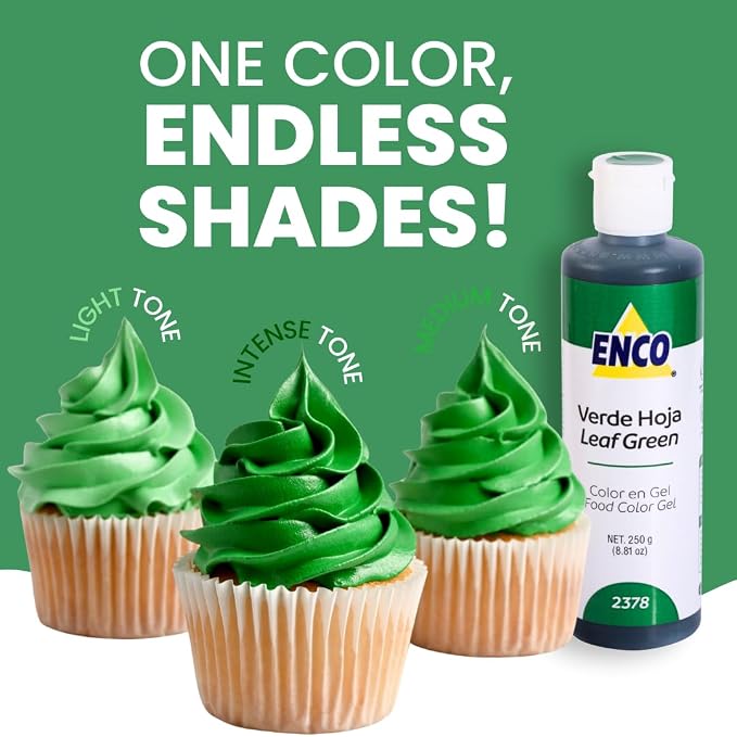 ENCO Food Coloring Gel Leaf Green 8.8 oz (250g) Concentrated, Vegan