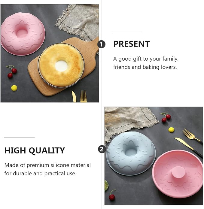 Donut Mold Silicone Baking Tray Non-stick Pink DIY Doughnut Casting Heat Cake Baking Pan for Home Kitchen