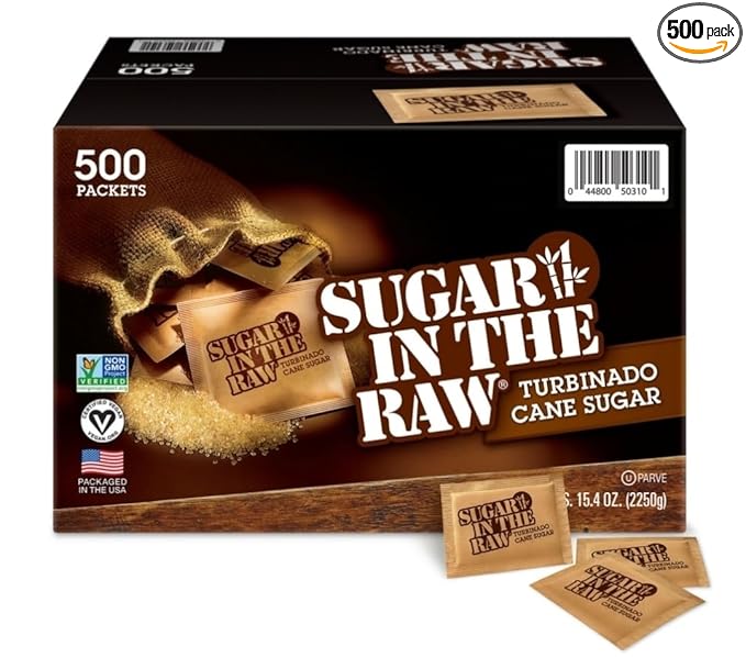 Sugar inthe Raw! - Bulk 500 Pack | Natural Turbinado Cane Sugar | Perfect for Coffee, Baking & More! By MOOCHI Packaging Custom Bundled by MOOCHI
