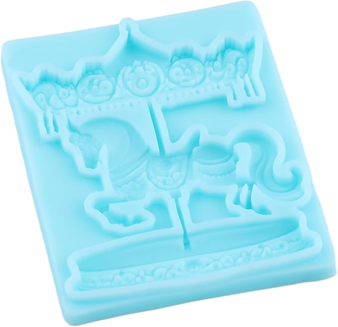 Carousel Fondant Mold Carousel Silicone Chocolate Mold for Cake Decorating Cupcake Topper Chocolate Candy Gum Paste Polymer Clay