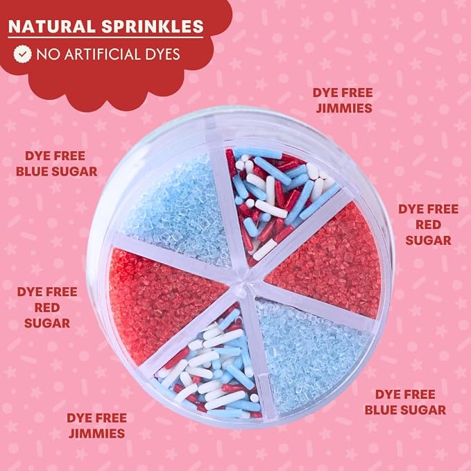 Sweets Indeed Dye Free 4th of July Sprinkles – Patriotic Red White and Blue Sprinkles with No Artificial Dyes for Baking & Decorating Cupcakes, Cookies, Cakes & Desserts – 2.75 ounces