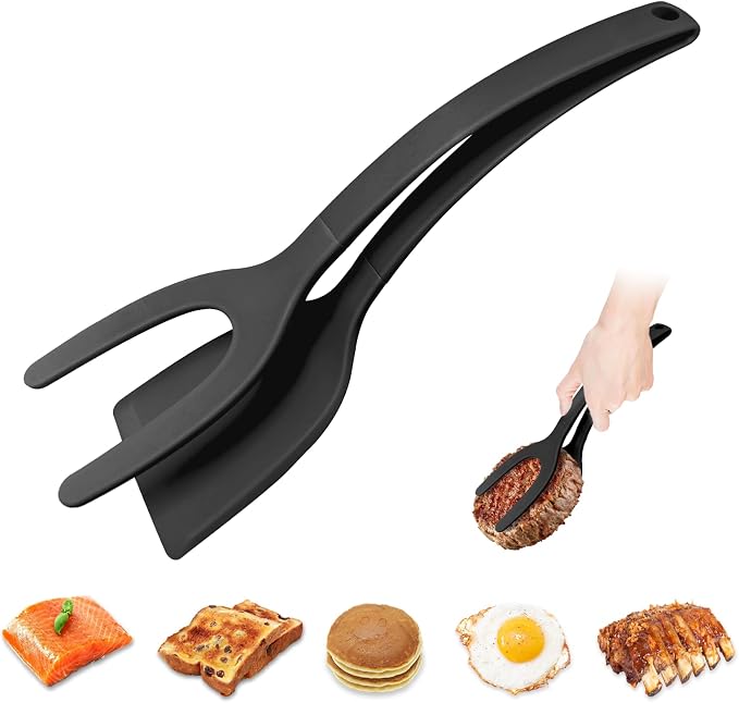 Silicone Spatulas, High Heat Resistant BPA Free Cooking Tongs, Silicone Kitchen Utensils, Spatula Tong, Egg Flipper Spatula for Non Stick Frying Pan, Ideal Cookware for Fish, Eggs, Pancakes