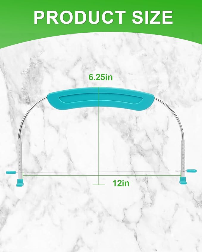 Adjustable Cake Slicer Leveler Small Cake Cutter Slicer for Leveling Tops of Layer Cakes Professional Baking Tool with Stainless Steel Wires and Sea Blue Handle