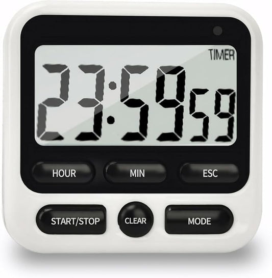 NKOVE Digital Kitchen Timer 24 Hour Clock and Alarm Function with Silent or Alarm Manual Switching Count UP or Down and Memory Function for Cooking, Baking, Meeting