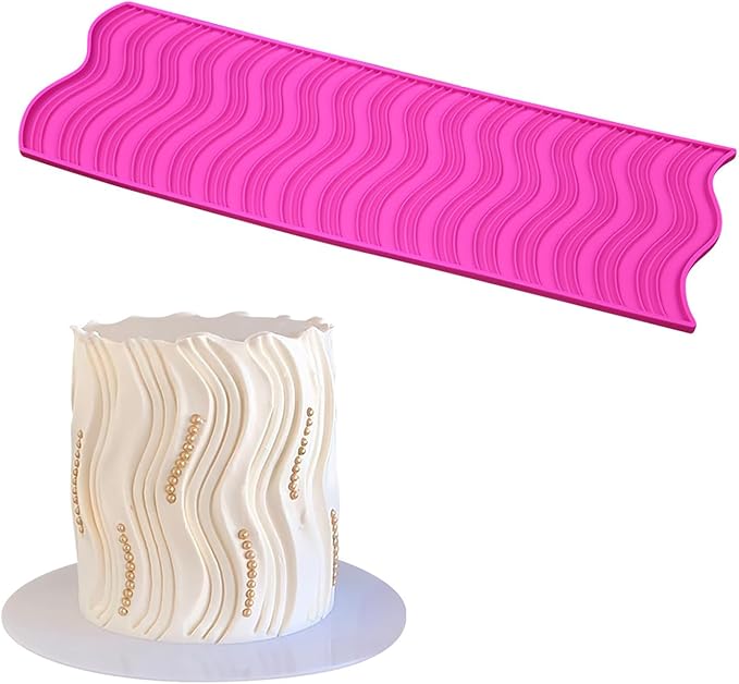 Silicone Texture Cake Wave Border Decor Embossing Mold, Sugarcraft Pastry Fondant Clay Mould Impression Embossed Mat Wedding Cake Decorating Tool DIY (Wave)