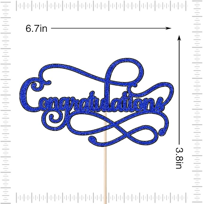 Congratulations Cake Topper,Congratulations 2026 Graduation Cake Topper,Graduation, Wedding, Retirement, Birthday, Anniversary, Celebration Party Decorations Supplies (Black Royal Blue)