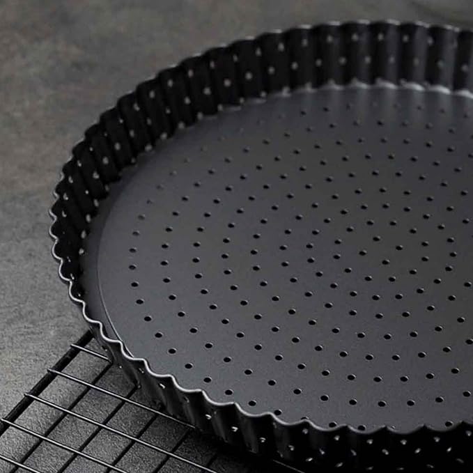 Ragyzity 8 inch Quiche Pan, Tart Pan, Thick Carbon Steel Round Fluted Tart Tin Flan Dish Removable Loose Bottom, Fruit Cake Mould Pie Tray Bakeware for Pizza, Pie, Flans