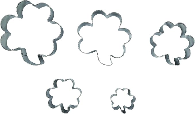 Clover Cookie Cutters Set, 5 PCS Set St. Patrick's Day Shamrock Shaped Stainless Steel Molds for Cookies,Biscuit,Vegetable,Fruit,Baking Pastries Doughs