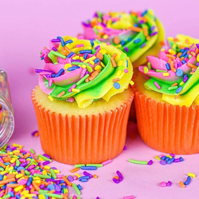 Neon Colorful Sprinkles Confetti Funfetti Sprinkles for Cake Decorations, Cupcake Toppers Cinco De Mayo Summer Fiesta Luau Trolls Sprinkle for Cookies, Cupcakes, Toppings and Decorating Sprinkle