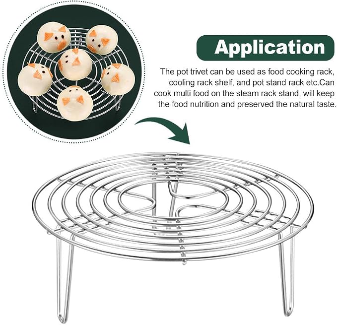 Round Steamer Rack and Cooling Rack,Stainless Steel Pot Trivet, Wire Steamer Kettle Rack Holder, Fit for Pots Cookware Pressure-Cooker Pans Up (20x7cm/7.87x2.76inch)