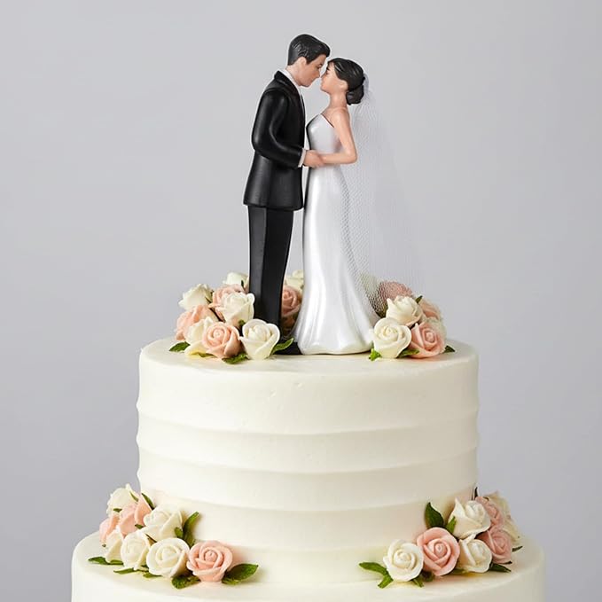 Wedding Cake Topper, 4.3" Bride and Groom Figurine, Vintage Cake Toppers Novios Para Pastel Elegant Couple Figurine for Anniversary Romantic Wedding Decoration