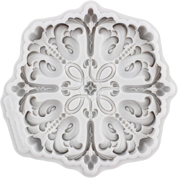 Baroque Style Curlicues Scroll Lace Fondant Silicone Molds Relief Flower Mold Filigree Mold For 3D Sculpted Cake Decorating Cupcake Topper Candy Chocolate Gum Paste Polymer Clay