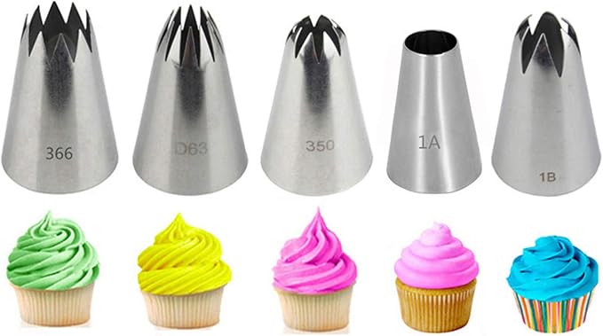 FantasyDay 5 piece Stainless Steel Piping Tips Piping Nozzles Cake Decorating Supplies Cookies Cupcake Icing Decorating Supplies Decorating Kits Frosting Icing Tips Baking Set Tools