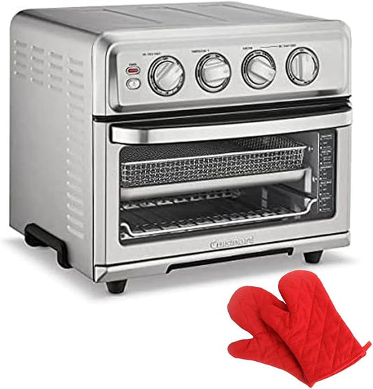 Cuisinart TOA-70 AirFryer Toaster Oven with Grill Stainless Steel Bundle with Deco Chef Pair of Red Heat Resistant Oven Mitt