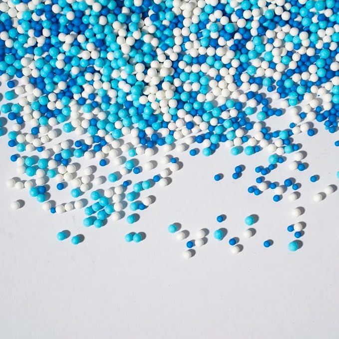 Blue Edible Pearl Sprinkles for Cake Decorations, Baking, Ice Cream, Cookies, Cupcake Topper 2mm White Sugar Pearls for Cake Decorating 130g/4.6oz 1 Bottle (2mm blue light blue)