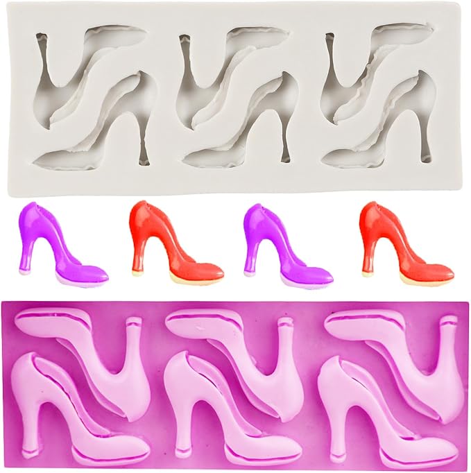 High Heels Silicone Molds High Heel Shoe Fondant Mold for Cake Decoration Cupcake Topper Chocolate Candy Sugar Craft Polymer Resin Clay Gum Paste