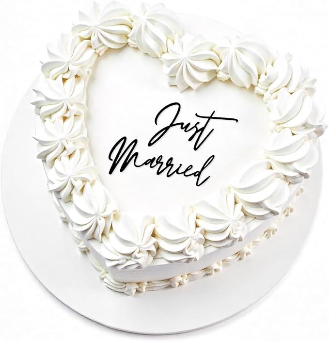 Just Married Cake Topper, Wedding Cake Toppers Engaged Cakes Topper for Bridal Shower Just Married Cakes Decor Bachelorette Party Decorations Black Gold Cupcake for DIY(Black)