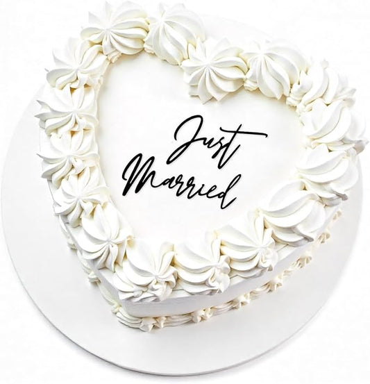 Just Married Cake Topper, Wedding Cake Toppers Engaged Cakes Topper for Bridal Shower Just Married Cakes Decor Bachelorette Party Decorations Black Gold Cupcake for DIY(Black)