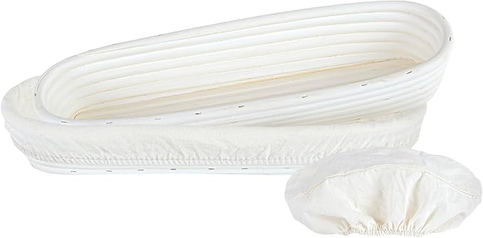 Restaurantware Bread Proofing Basket 13 Inch Long Oval Pack of 1 Rattan Dough Fermentation Basket With Cotton Liners, Oval Banneton Bread Rising Bowl For Home, Commercial, and Artisanal Baking