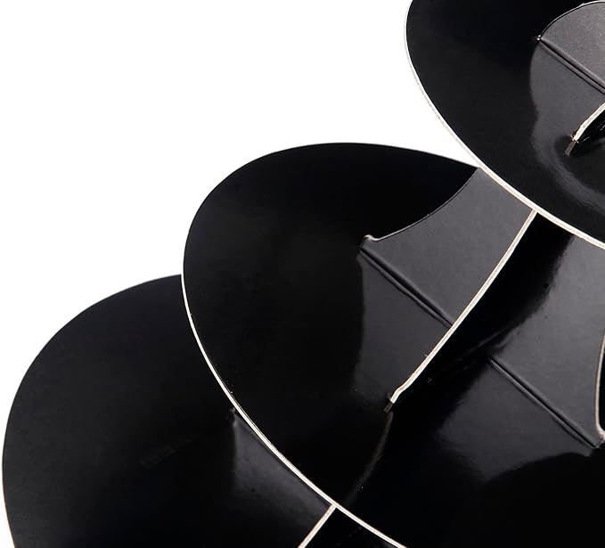 YLDW Cupcake Stand, 3-Tier Cupcake Stand Display, Cardboard Cup Cake Tower Stand, Disposable Dessert Stand for Birthday Tea Party Baby Shower Treat Decorations, Black