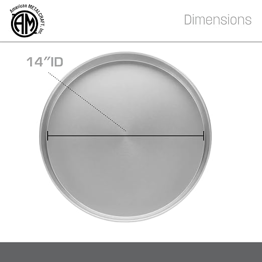 American Metalcraft A80142 Straight-Sided Aluminum Pan - 14 Inch Diameter, 2 Inch Height, Standard Weight, 18 Gauge, 1 mm Commercial Pizza Cake Baking Pan Silver - Hand Wash Only