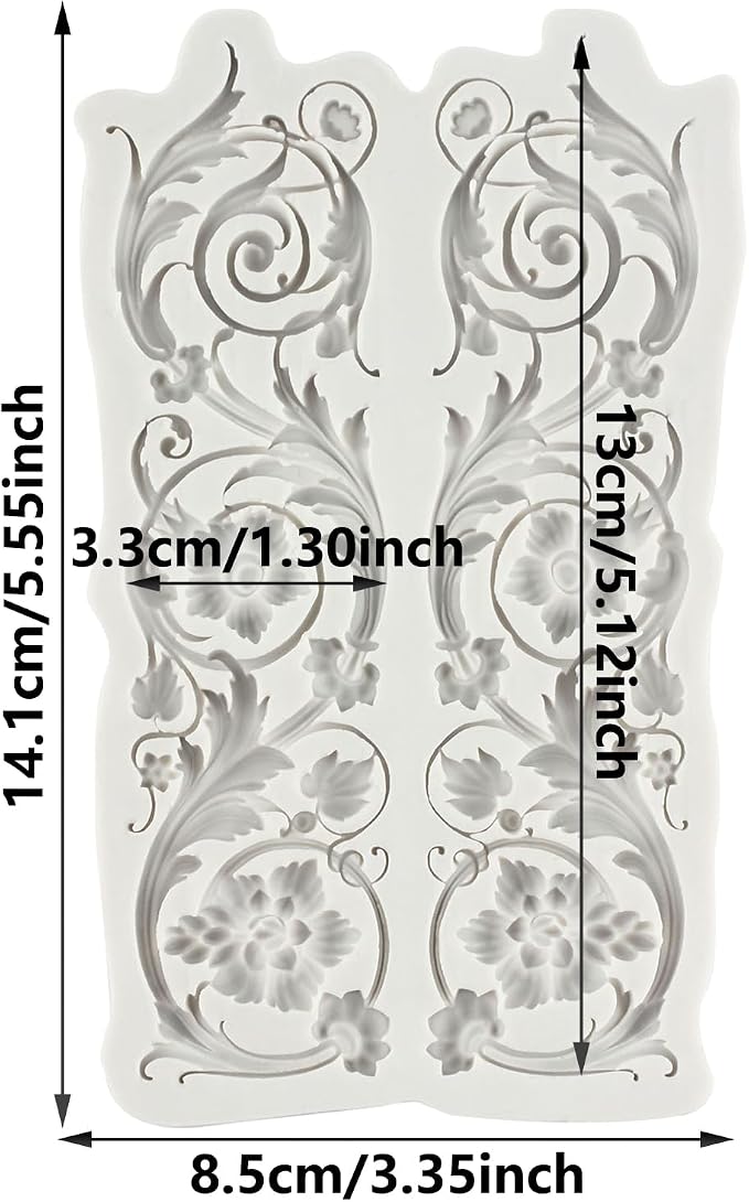Baroque Style Curlicues Scroll Lace Fondant Silicone Mold Filigree Mold For Sugar Cake Decorating Cupcake Topper Gum Paste Polymer Clay