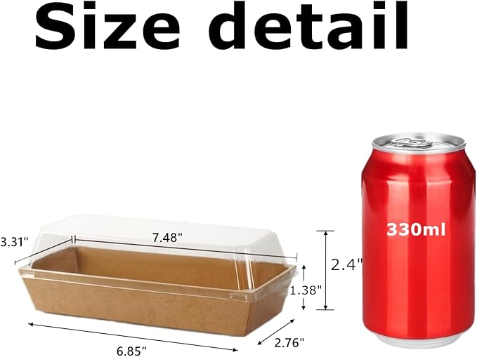 100 Pack Disposable Sandwich Boxes, Paper Charcuterie Boxes with Clear Lids, Swiss Roll Cake Container,To Go Dessert Boxes for Sushi, Muffins, Treat, Waffle, Cookie, Food Truck Business