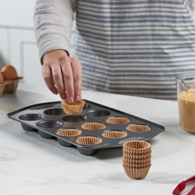 GUSTO [500 Pcs] Kraft Mini Cupcake Liners for Baking - Food Grade & Grease-Proof, Durable Baking Cups for Muffins, Cupcakes, and More - (Formerly Comfy Package)