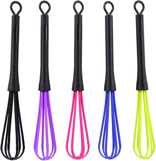 Silicone Whisk Large Medium Small and Mini Whisk Set of 5, Heat Non scratch Coated Kitchen Whisks for Cooking Nonstick Cookware, 5 Color Balloon Egg