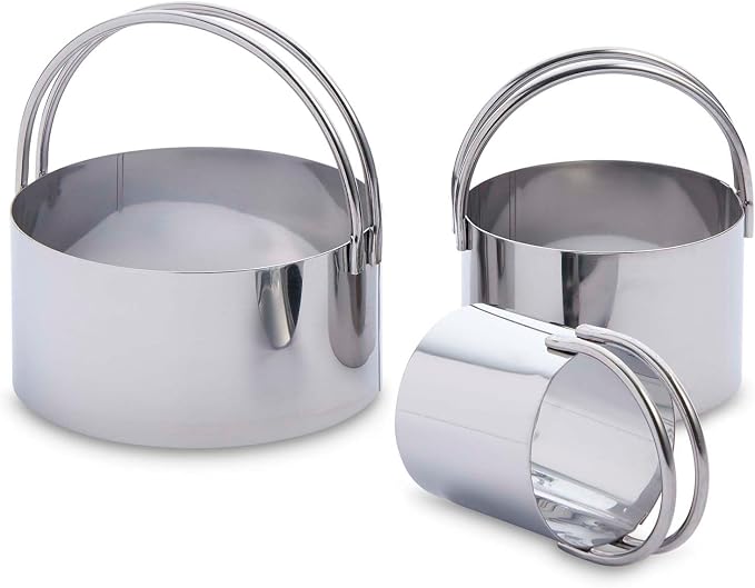 Mrs. Anderson’s Baking Biscuit Cutters with Handles, Stainless Steel, Straight-Edge Round, Set of 3-Sizes