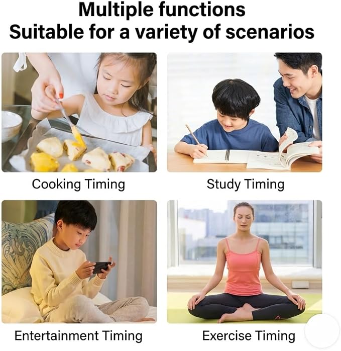 Magnetic Kitchen Timer with 4 Refrigerator Magnets Bundle, Stainless Steel Mechanical Wind Up 60-Minute Visual Countdown Alarm for Cooking, Baking, Study and Office (2.8 Inch)