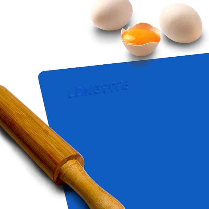 LONGFITE Silicone Baking Mat Extra Large 23.6''x19.7'' for Dough Rolling Pastry Fondant Mat Nonstick and Nonskid Heat Resistent, Countertop Protector, Dining Table Mat and Placemat (Extra Large, Blue)
