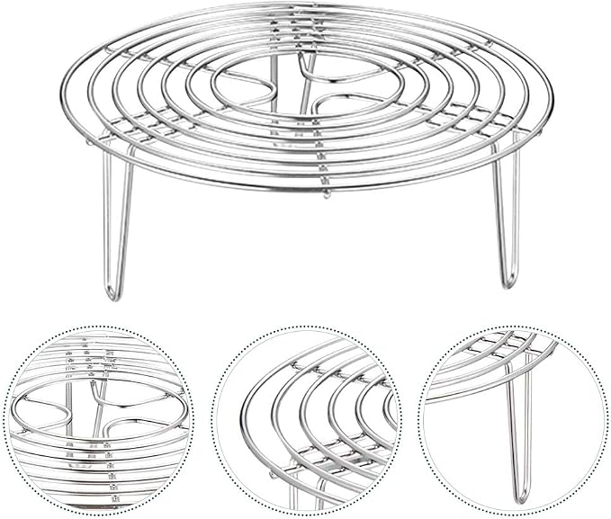 Round Steamer Rack and Cooling Rack,Stainless Steel Pot Trivet, Wire Steamer Kettle Rack Holder, Fit for Pots Cookware Pressure-Cooker Pans Up (20x7cm/7.87x2.76inch)