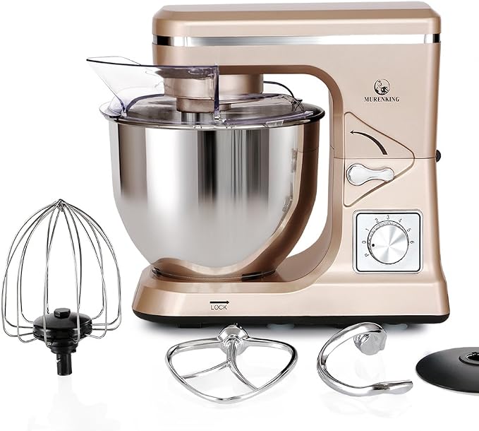 Stand Mixer,5.3-Qt & 500W & 6+P Speed MK36 Tilt-Head Kitchen Electric Food Mixers Home Baking Dough Machine with Accessories (Champagne)