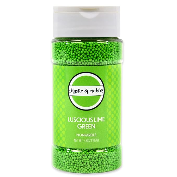 Mystic Sprinkles Solid Color Nonpareils 3.8oz Bottle (Luscious Lime Green)