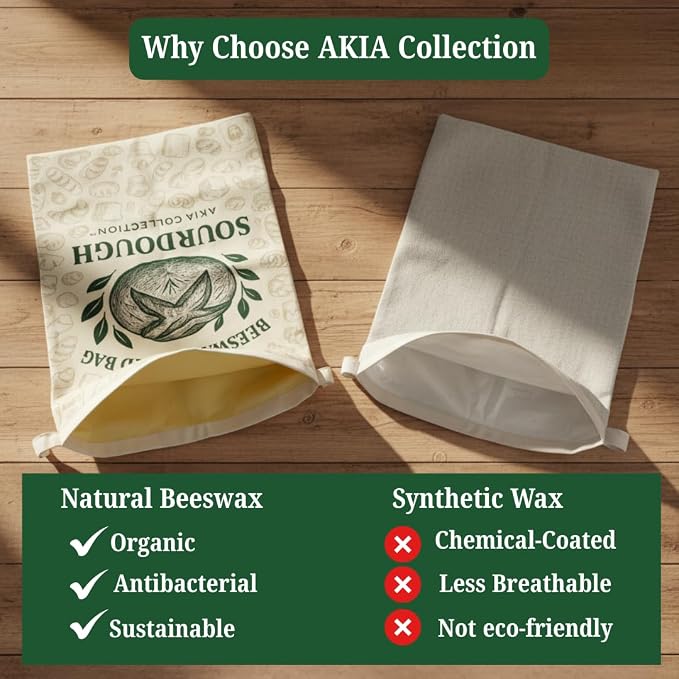 Beeswax Bread Bags for Sourdough and Homemade Bread — 2 XL Reusable Cotton Bread Bags + Beeswax Bowl Cover, Food-Safe Bread Storage Keeps Loaves Fresh, Zero Waste Bakery Gift Set