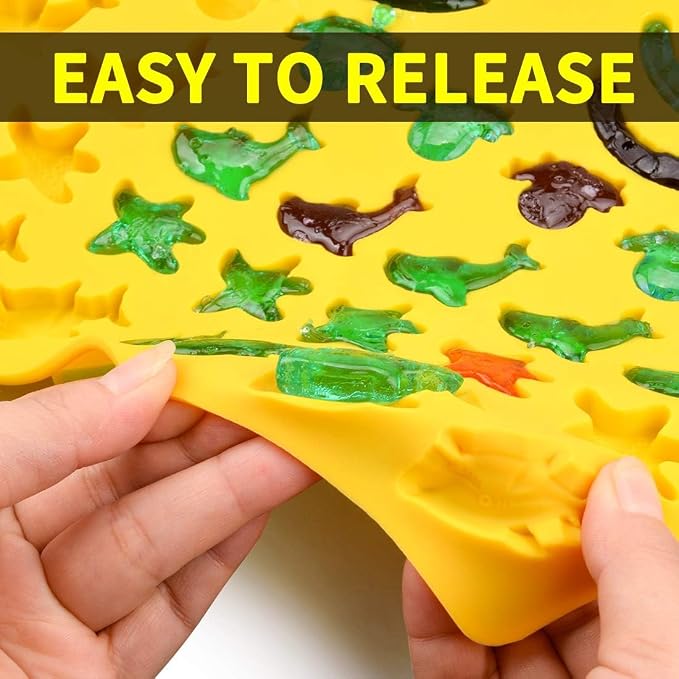 Gummy Molds Hard Candy Molds - Candy Molds Silicone Including Worms, Starfishs, Dolphins, Octopus, Sharks Sea Mold, Pack of 3 Ocean Molds