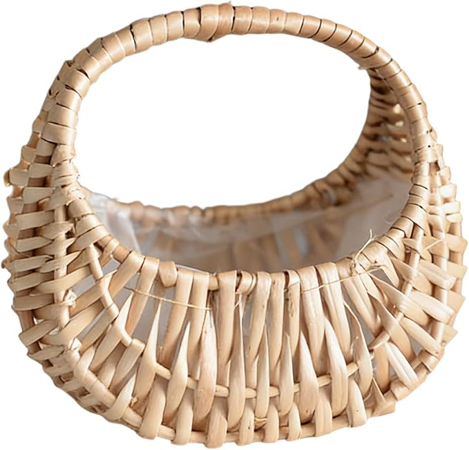 Home Organization Basket, Handwoven Rattan with Liner for and Everyday Storage Rattan Basket Handwoven with Liner Storage for Plant Pots and Home Decoration Organization