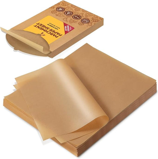 Katbite 400PCS Unbleached Parchment Paper Sheets, 12 x 16 IN Pre-Cut Baking Parchment, Extra Strong, Heavy Duty Non-Stick Baking Paper for Half Sheet Cookie Bread Cake Pans, Grilling Meat Pizza,Oven