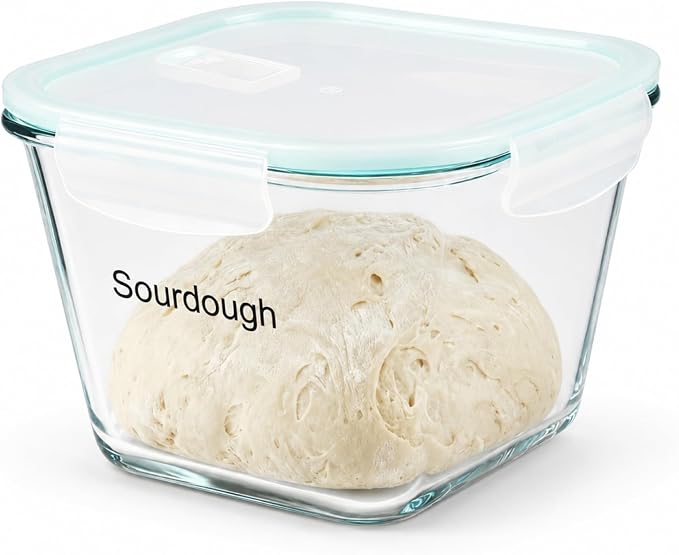 2 Liter Sourdough Starter Jar -Borosilicate Glass Sourdough Jar - Sour Dough Starter Jars for Sourdough with Lid - Large Clear Jars with Wide Mouth - Dishwasher Safe Clear