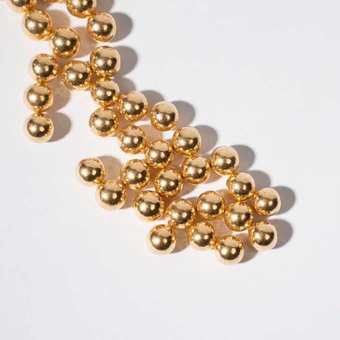 NIPEOR Gold Pearls Sparkling 7mm, 4.6oz/130g Round Sprinkles for Cake Decorating,Cupcake Candy Sprinkles for Ice Cream Toppings (Golden 7mm Sparkling Pearls)