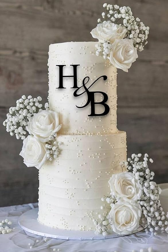 Personalized Wedding Cake Charm, Custom Monogram Side Topper - 30 colors to choose from