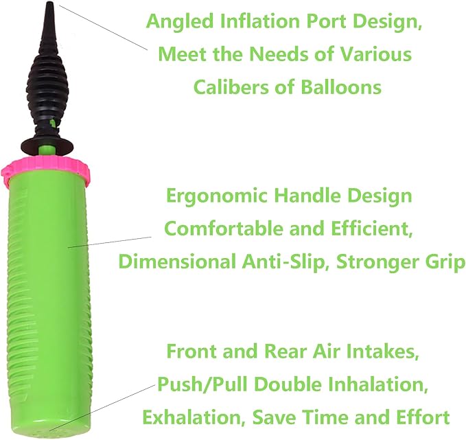Balloon Pump Hand Held 2-Way Dual Action Air Pump for Balloons, Yoga Balls, Swimming Rings