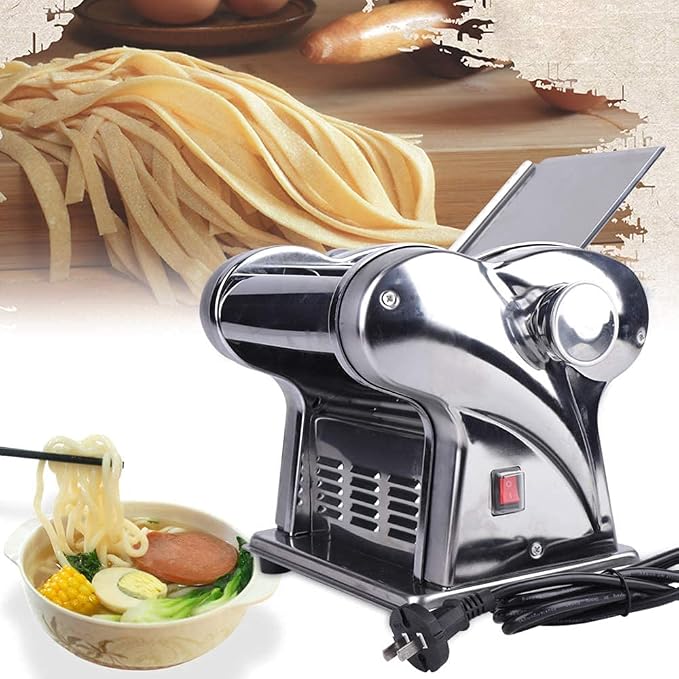Automatic Electric Pasta Maker Machine, Commercial Stainless Steel Spaghetti Roller Noodle Pressing Machine for Spaghetti, Fettuccini, Lasagna, Dumpling Skins