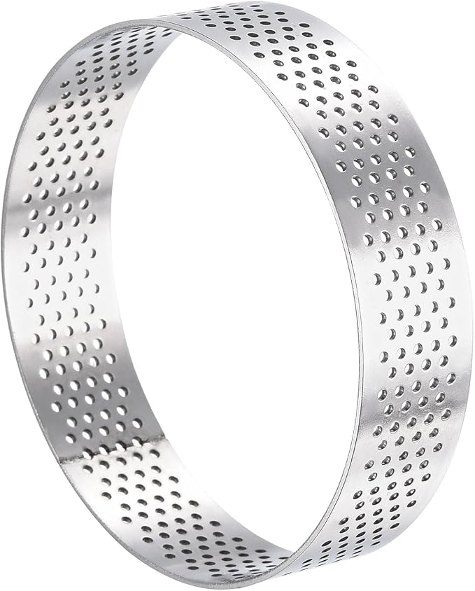 uxcell Stainless Steel Small Cake Rings, Perforated Cake Mousse Ring Kitchen Baking Heat-Resistant 3.1" Diameter, 0.8" Height,for Cake Dessert Biscuit Chocolate, Silver