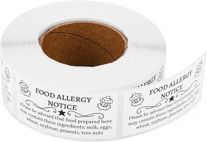 500pcs Cottage Food Law Labels Stickers, 1.97x0.98 Inch/5 x 2.5 cm Adhesive Bakery Food Allergy Labels Inspection Contains Nuts Allergen Ingredient Stickers for Home Baking Homemade Baked Goods
