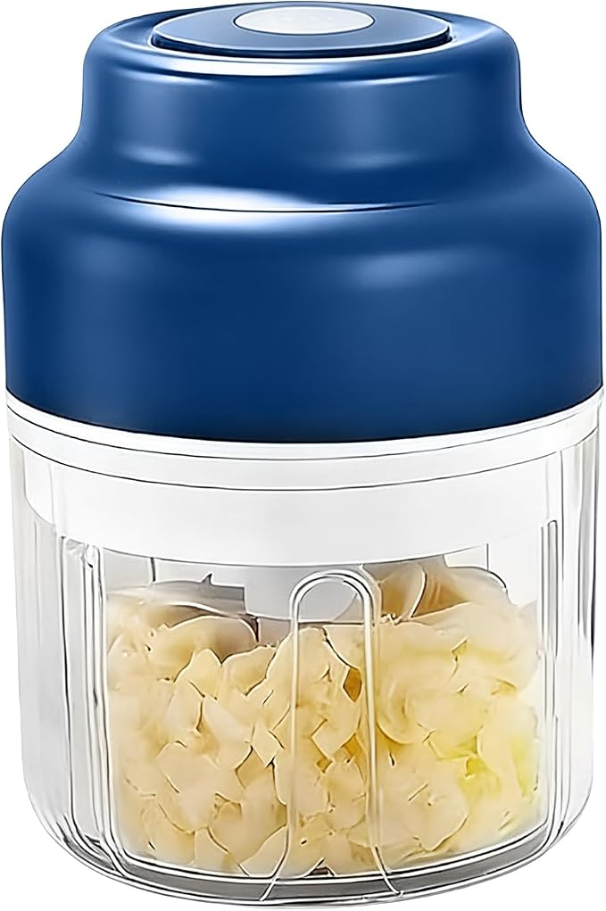 Electric Food Chopper, Mini Vegetable Chopper, Cordless Food Processor With 6 Stainless Steel Blades, USB Rechargeable Kitchen Helper For Garlic Onion Vegetables, Portable Design, 320ml Bowl Capacity