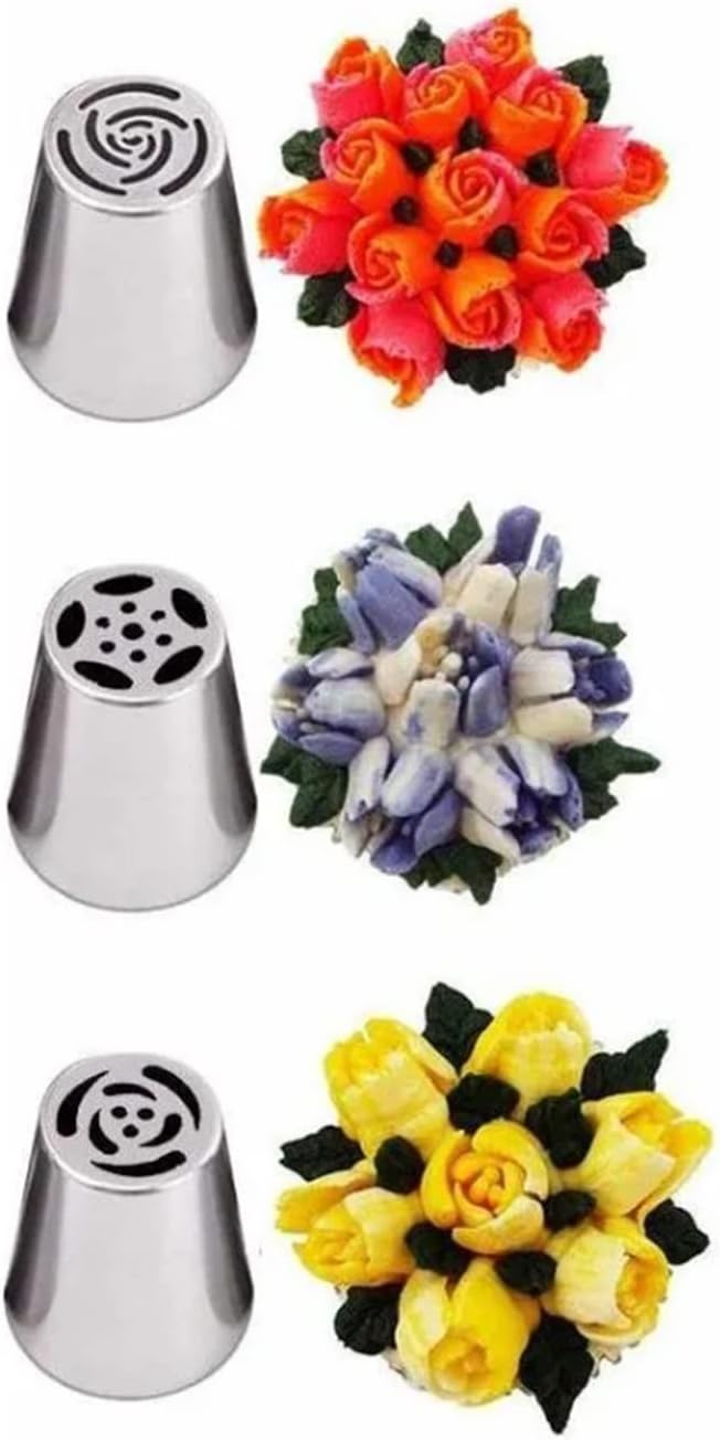 Russian Piping Tips Complete Set Beautiful Flower Frosting Nozzles for Cake Decorating Baking Supplies Stainless Steel for Novice Bakers
