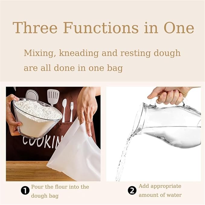 Reusable Food-Grade Silicone Dough Kneading Bag, Non-Slip Flour Mixing Tool, Versatile Bread Pastry Pizza Tortilla Kneading Bag