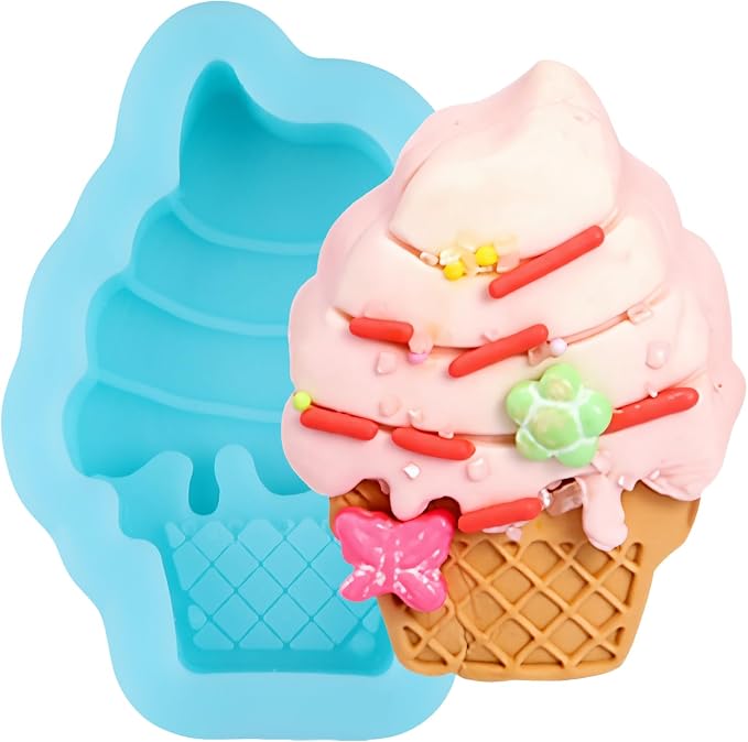 Ice Cream Fondant Silicone Molds for Cake Decorating Cupcake Topper Chocolate Candy Gum Paste Polymer Clay